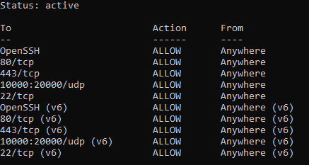 UFW Firewall rules