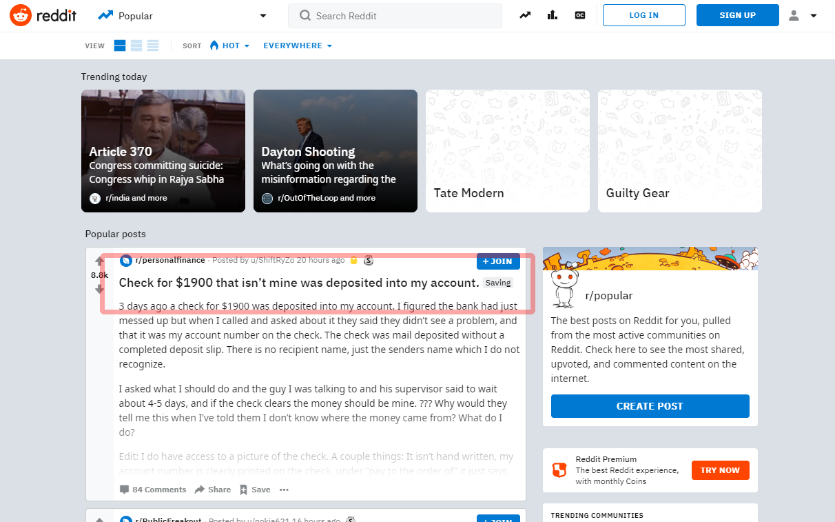 Reddit Web Page