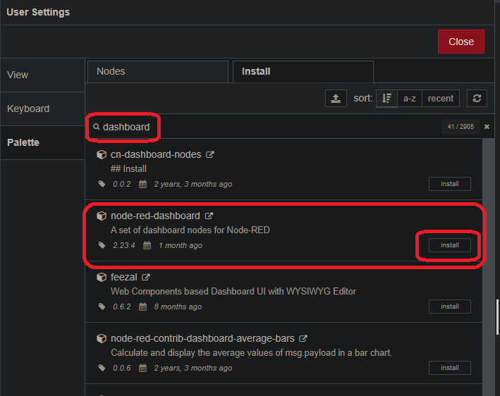 "Node-red-dashboard" Plugin installation