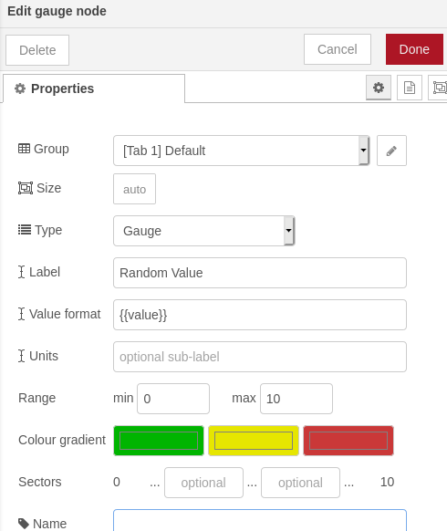 Node Gauge configuration